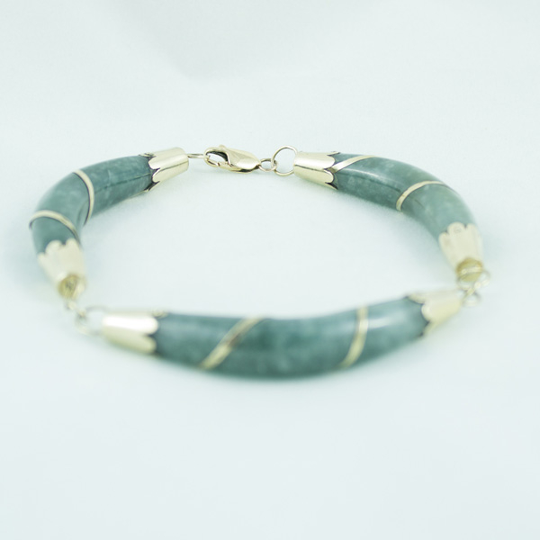 Princess Green Jadeite Jade 14 K G Bracelet