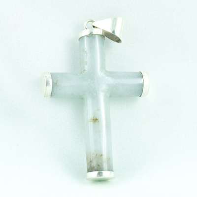 White Cross jadeite jade charm